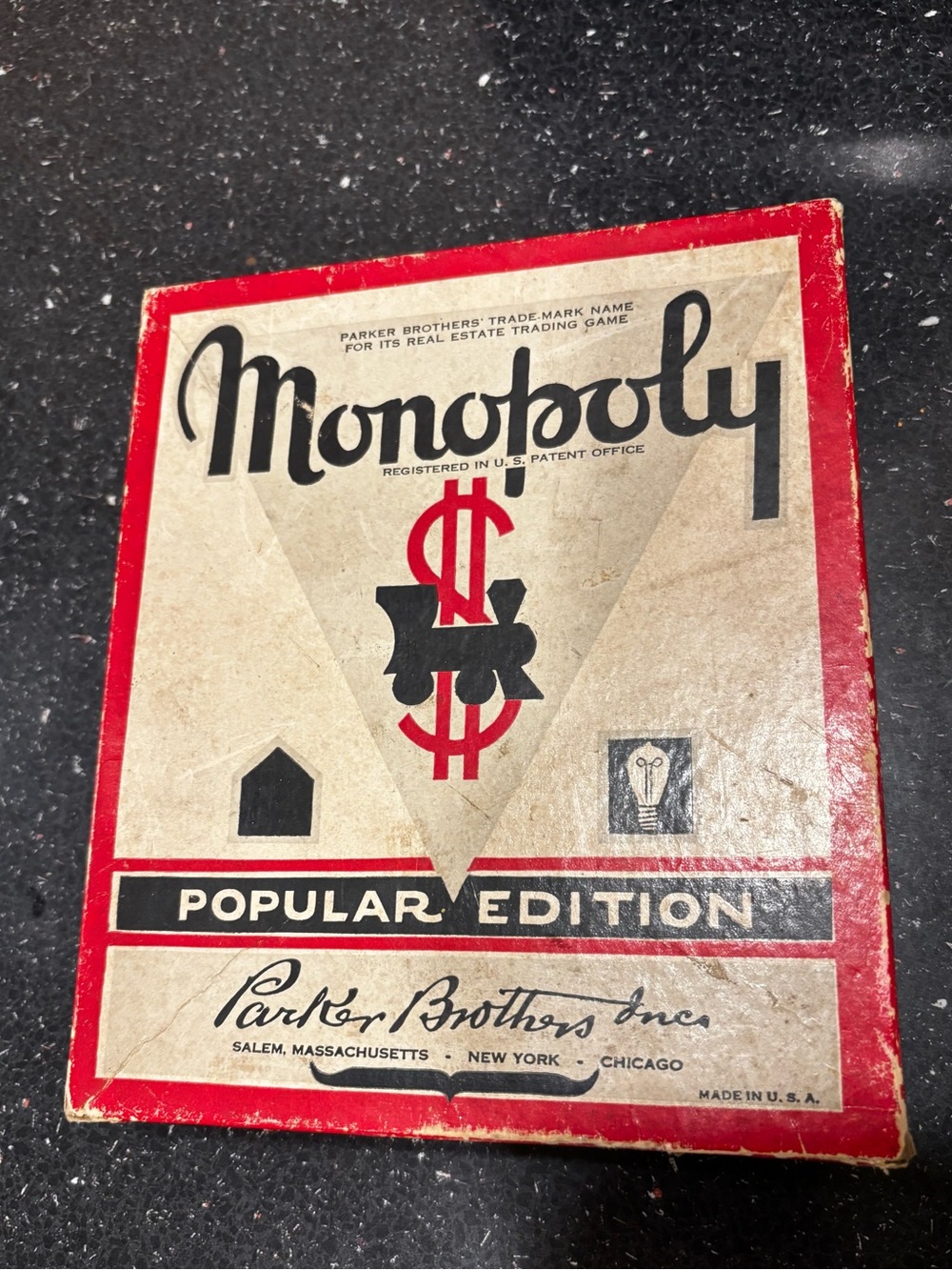Old Monopoly Popular Edition Game -box w/ some parts; Parker Brothers